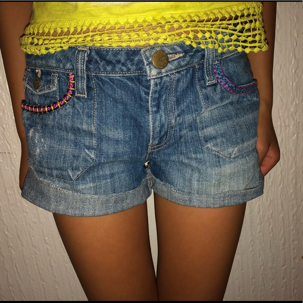 Embroidered Denim Shorts